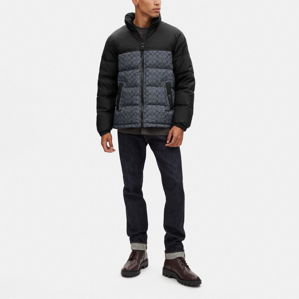 COACH®,SIGNATURE DOWN JACKET,Graphite Signature,Scale View