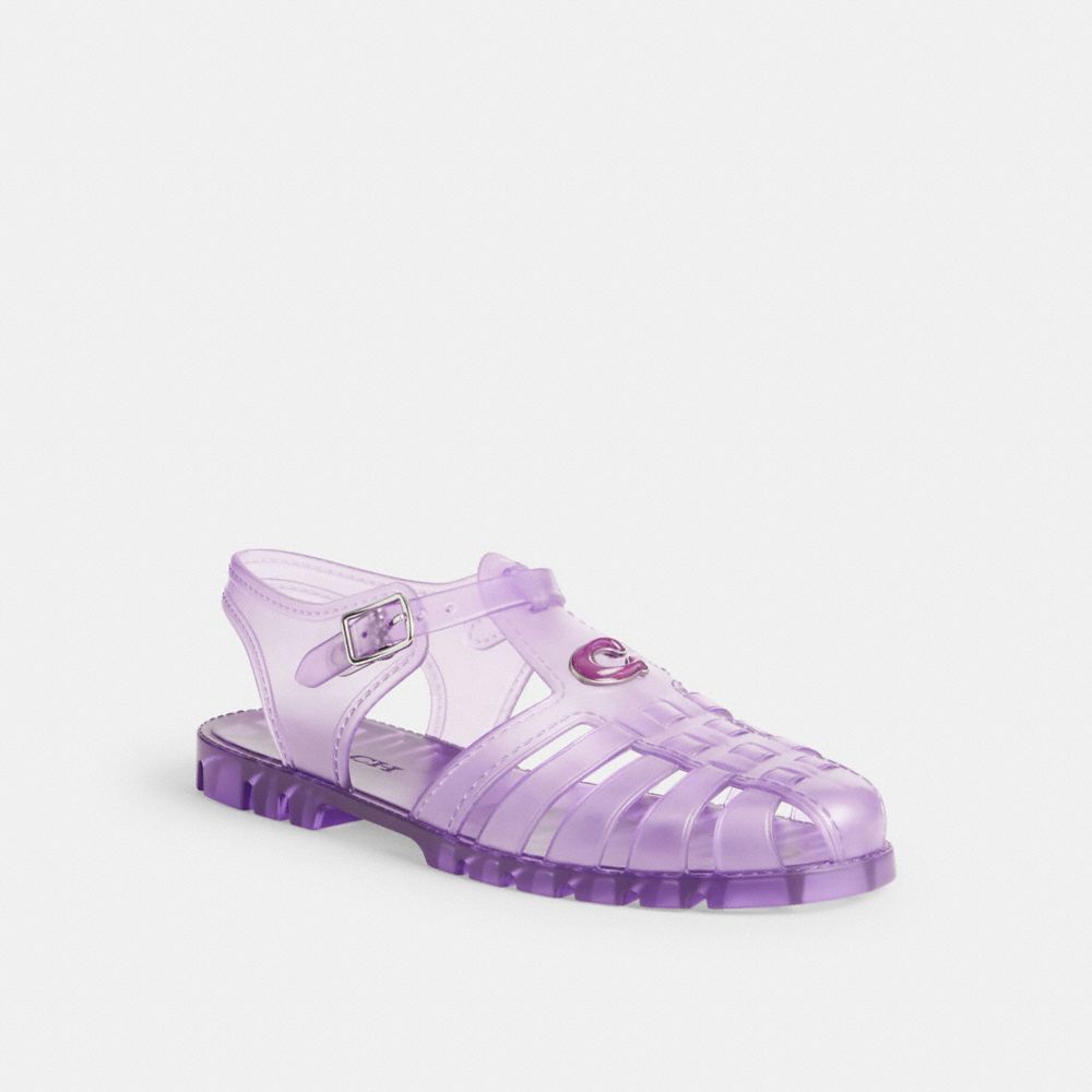 COACH®,JELLY FISHERMAN SANDAL,Orchid,Front View