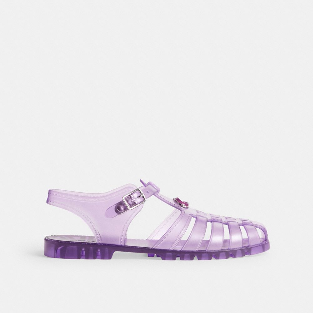 COACH®,JELLY FISHERMAN SANDAL,Orchid,Angle View
