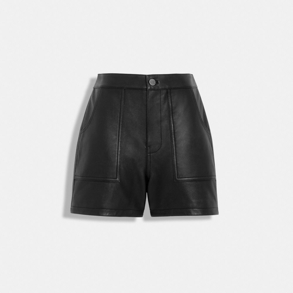 black leather shorts