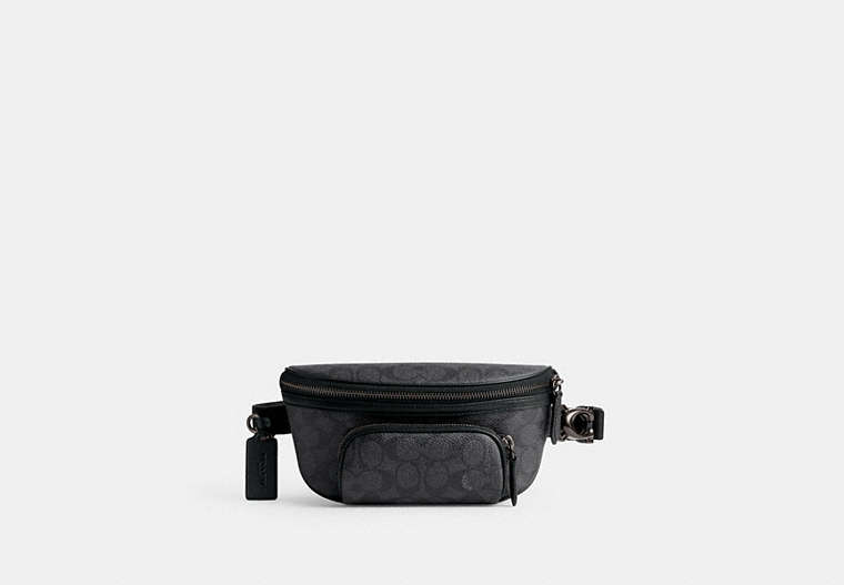 COACH®,BECK BELT BAG IN SIGNATURE CANVAS,Charcoal,Front View image number 0