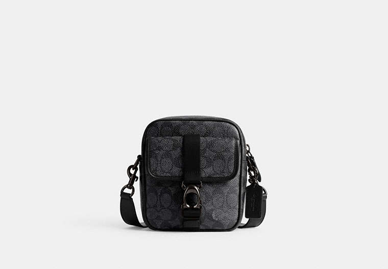 COACH®,BECK CROSSBODY IN SIGNATURE CANVAS,Charcoal,Front View image number 0
