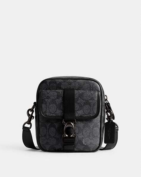 COACH®,BECK CROSSBODY IN SIGNATURE CANVAS,Small,Charcoal,Front View