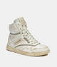 COACH®,HIGH TOP SNEAKER,Leather,White/Dove Grey,Front View