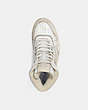 COACH®,HIGH TOP SNEAKER,Leather,White/Dove Grey,Inside View,Top View