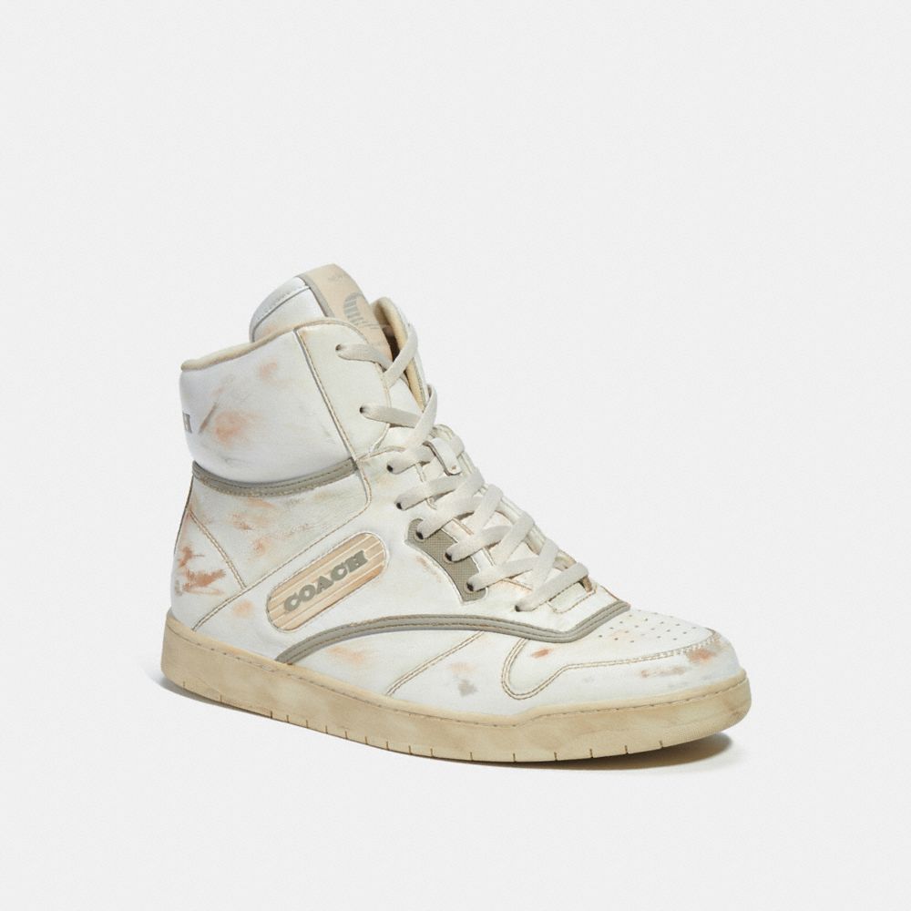 Coach Retro Signature Canvas & Leather Chalk High Top Sneakers