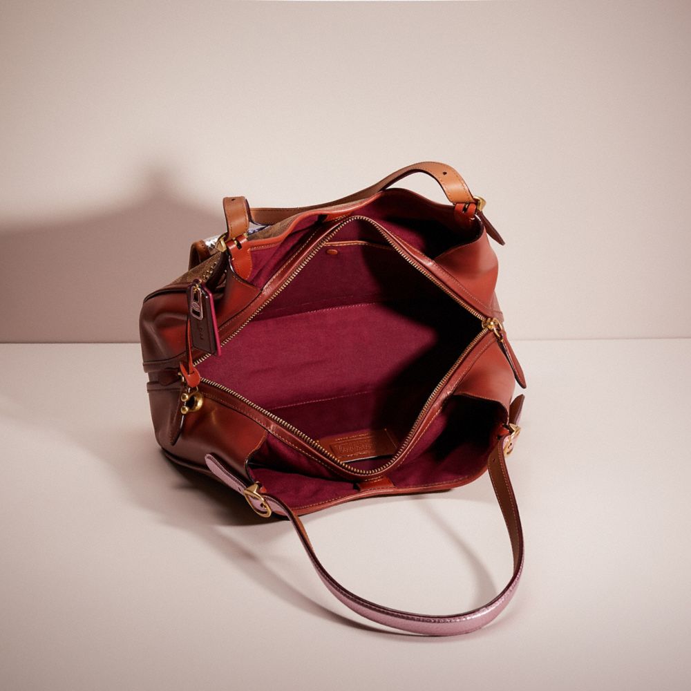 🌺🌹Coach Lori Brass/Wine Mixed Leather Shoulder Bag Original Packaging