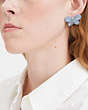COACH®,BUTTERFLY RESIN STUD EARRINGS,Silver/Blue,Detail View