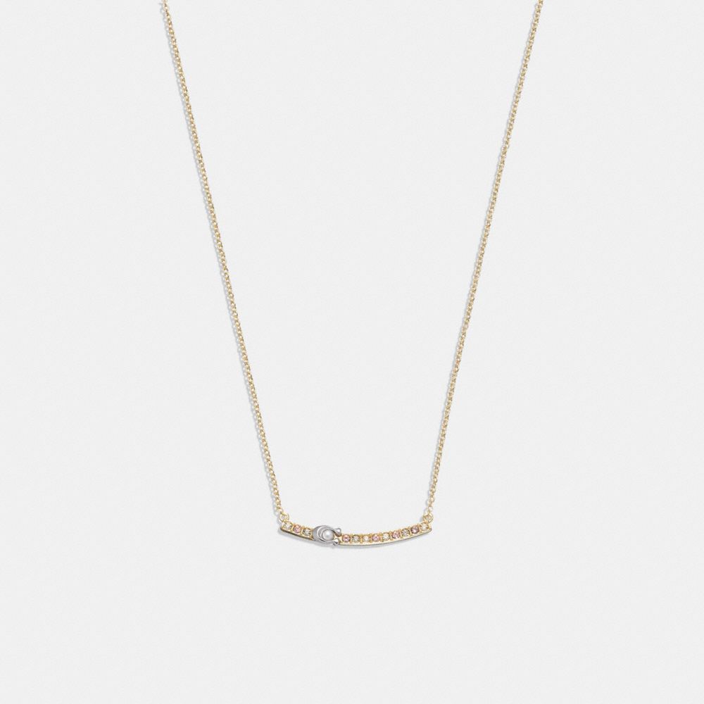 COACH®,SIGNATURE PAVÉ BAR NECKLACE,Gold,Front View