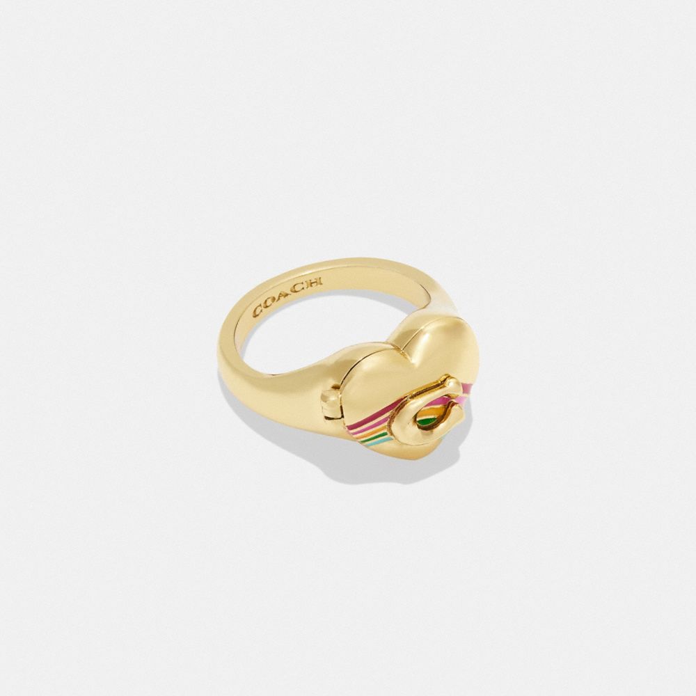 COACH®,Signature Rainbow Heart Ring,,Front View