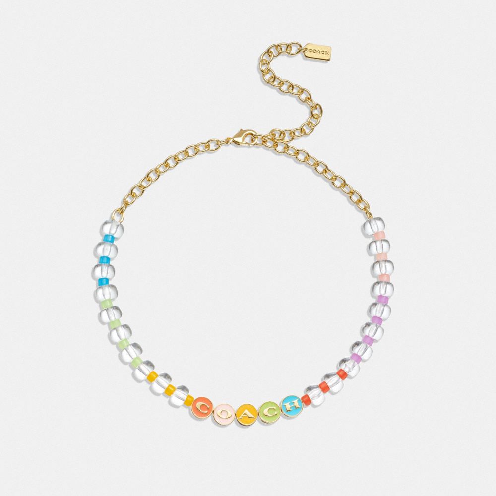 COACH®,Coach Enamel Beaded Choker Necklace,,Front View