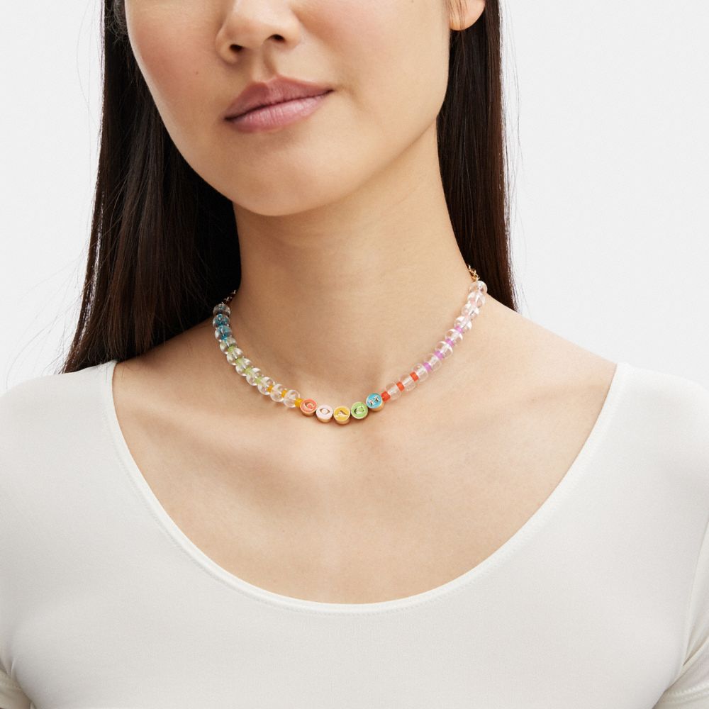 COACH®,Coach Enamel Beaded Choker Necklace,,Detail View