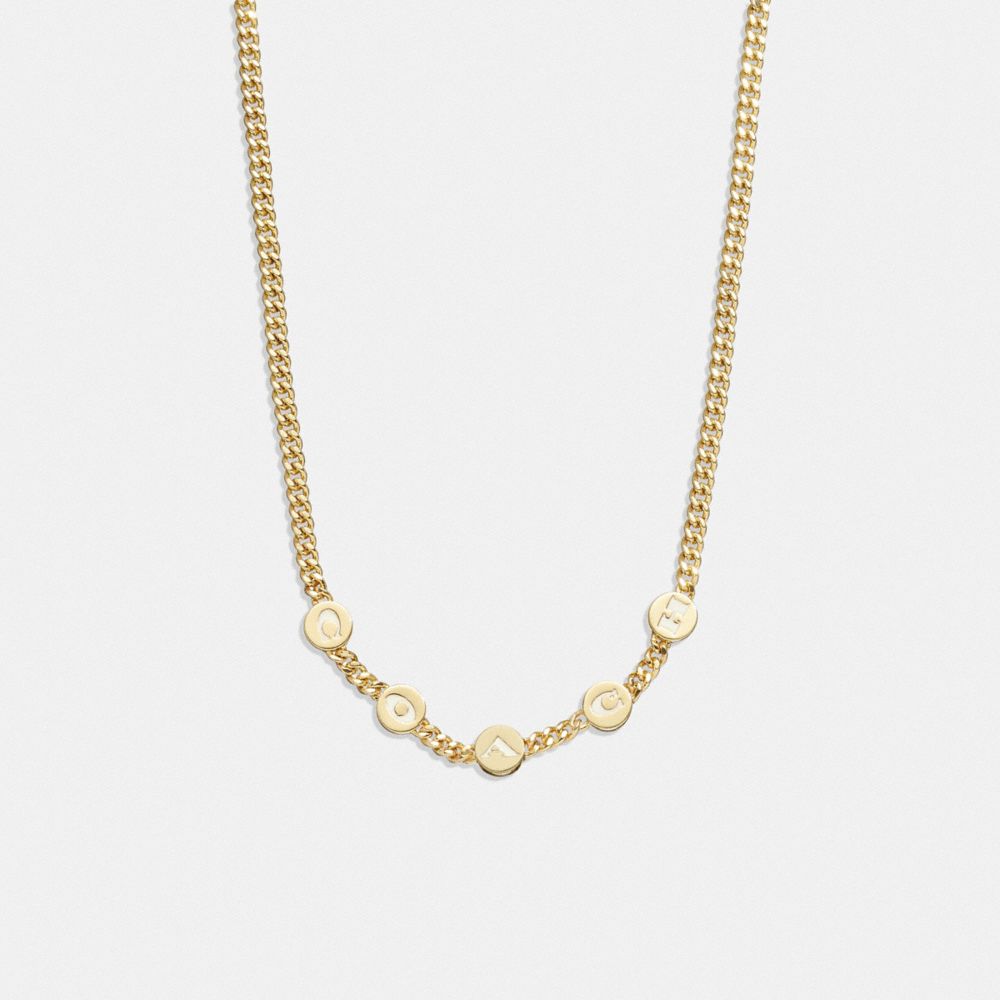 COACH®,COACH ENAMEL NECKLACE,Gold/Chalk,Front View