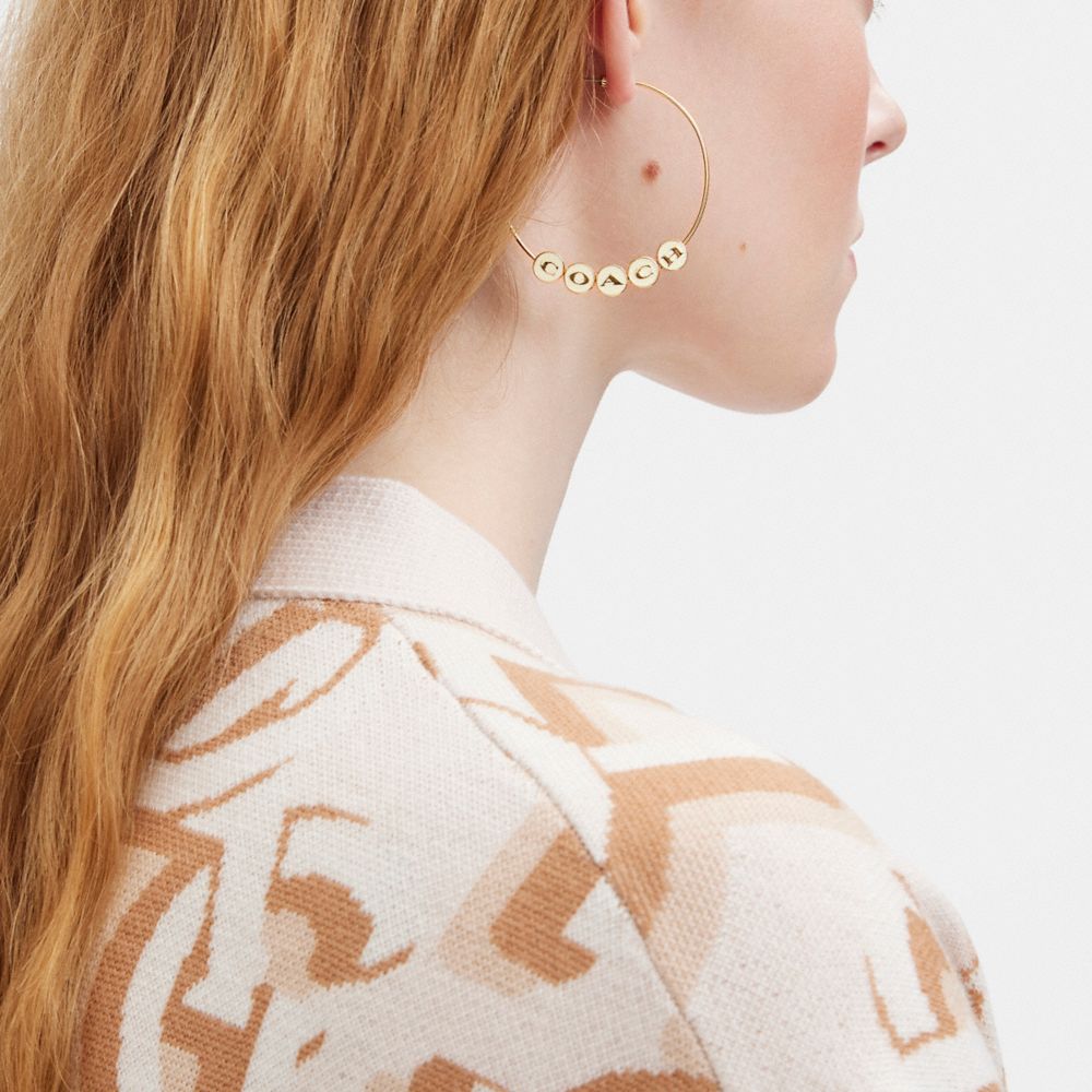 COACH®,コーチ エナメル フープ ピアス,ピアス,