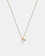 COACH®,CLASSIC PEARL PENDANT NECKLACE,Plated Brass,Gold/Pearl,Front View