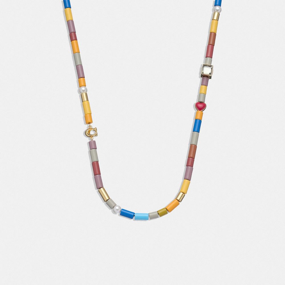 COACH®,シグネチャー アンド ハート レインボー ビーズ ネックレス,ネックレス,