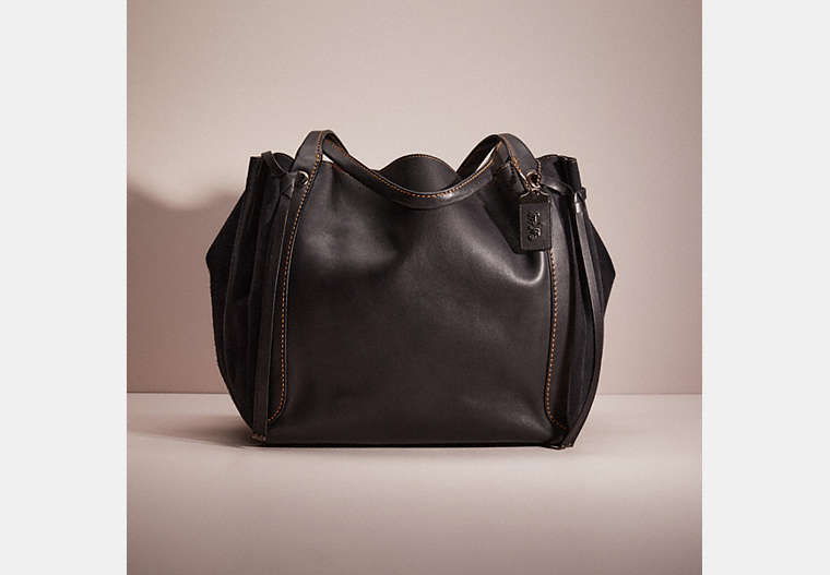 COACH®,RESTORED HARMONY HOBO 33,Glovetanned Leather,X-Large,Pewter/Black,Front View