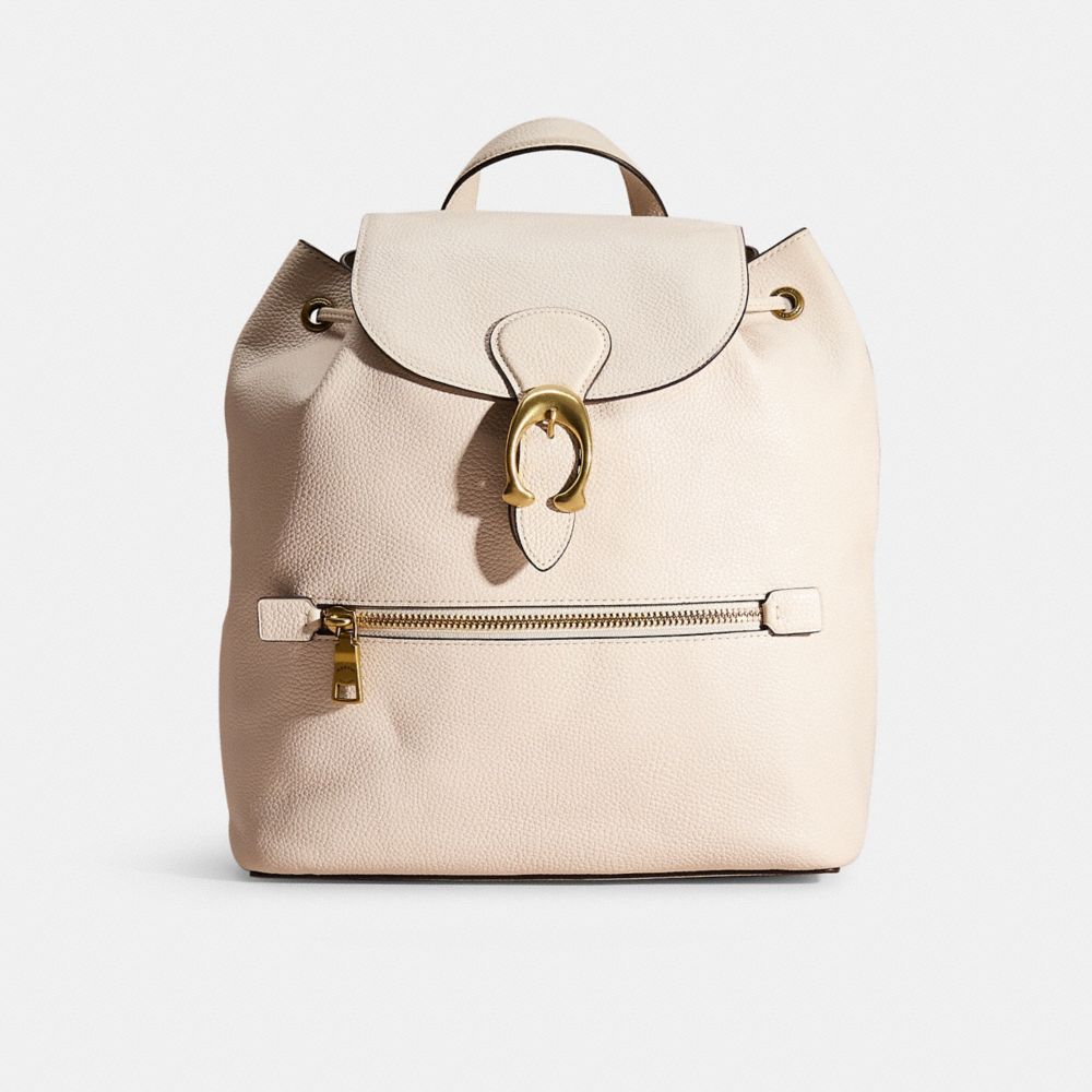 COACH®,RESTORED EVIE BACKPACK,Polished Pebble Leather,Brass/Chalk,Front View