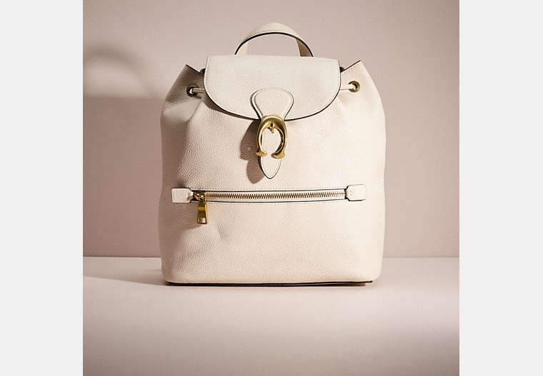 COACH®,RESTORED EVIE BACKPACK,Polished Pebble Leather,Brass/Chalk,Front View