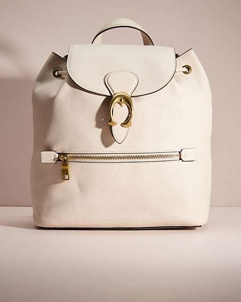 COACH®,RESTORED EVIE BACKPACK,Polished Pebble Leather,Brass/Chalk,Front View