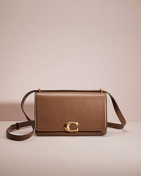COACH®,RESTORED BANDIT SHOULDER BAG,Refined Calf Leather,Brass/Dark Stone,Front View