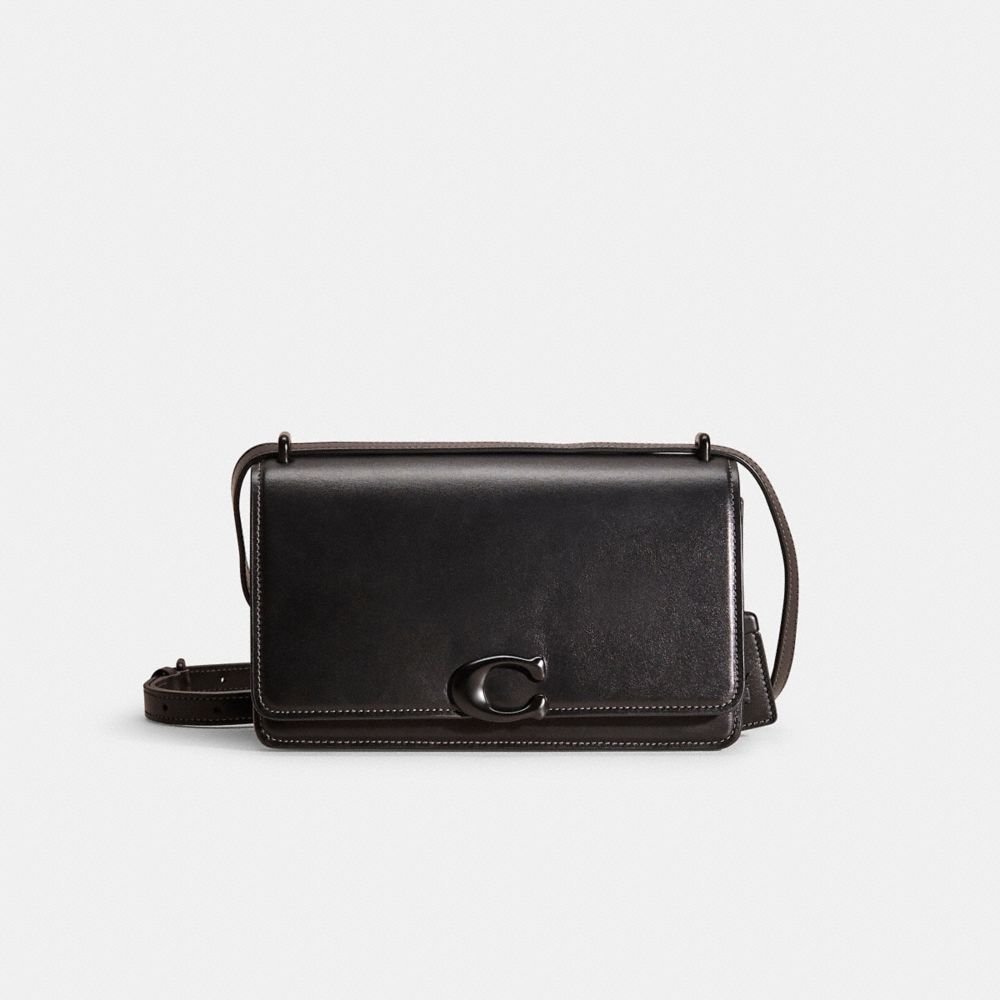 COACH®,Restored Bandit Shoulder Bag,Leather,Shoulder Bag,Logo,Metal,Casual,Black,Front View