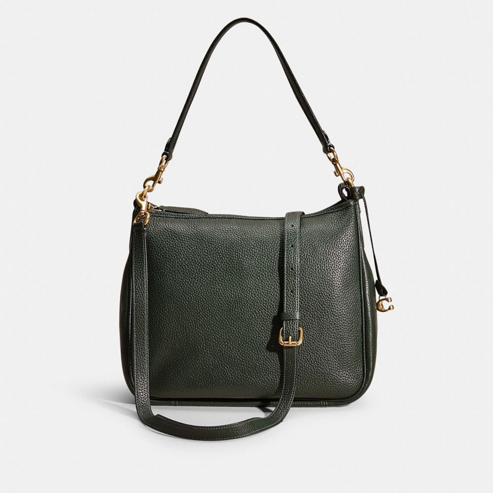 COACH®,RESTORED CARY SHOULDER BAG,Leather,Large,Pride,Brass/Amazon Green,Front View