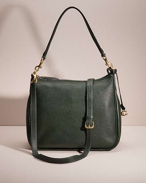 COACH®,RESTORED CARY SHOULDER BAG,Leather,Large,Pride,Brass/Amazon Green,Front View
