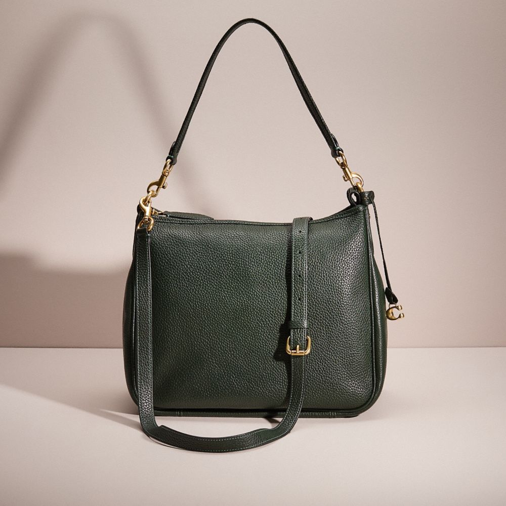 Shop Coach Restored Cary Shoulder Bag In Brass/amazon Green
