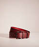 COACH®,RESTORED ROLLER BUCKLE BELT, 38MM,Refined Calf Leather,Wine/Dark Cardinal,Front View