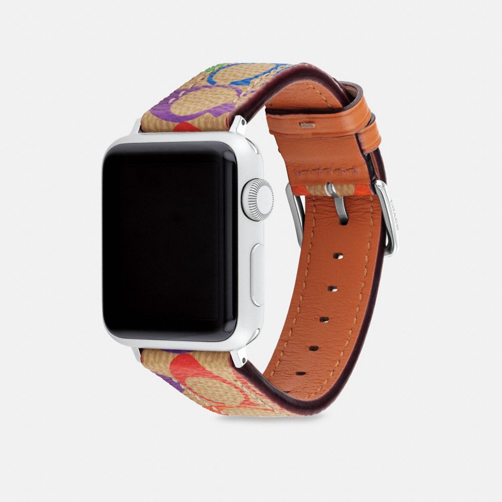 Coach Apple Watch Canvas Strap - Red/Brown