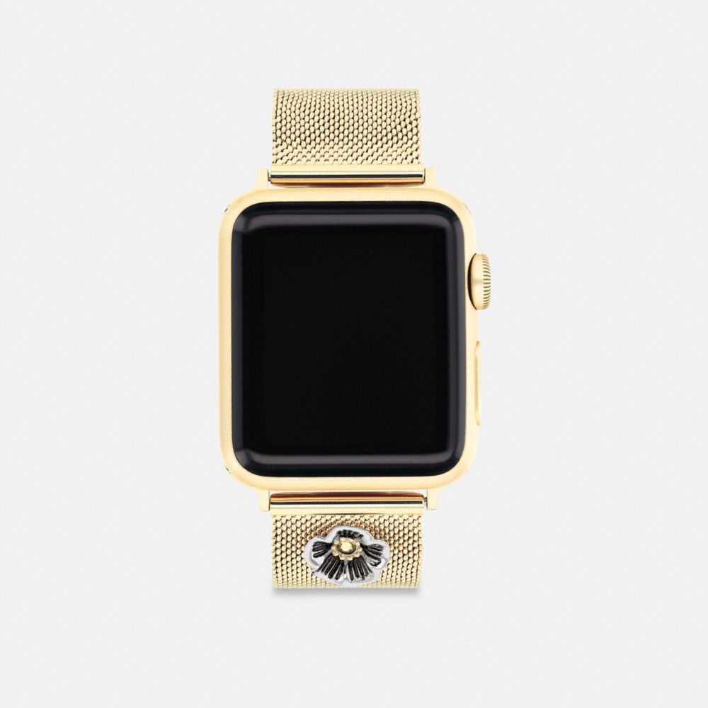 COACH®,APPLE WATCH® STRAP, 38MM, 40MM AND 41MM,Stainless Steel,Gold,Front View