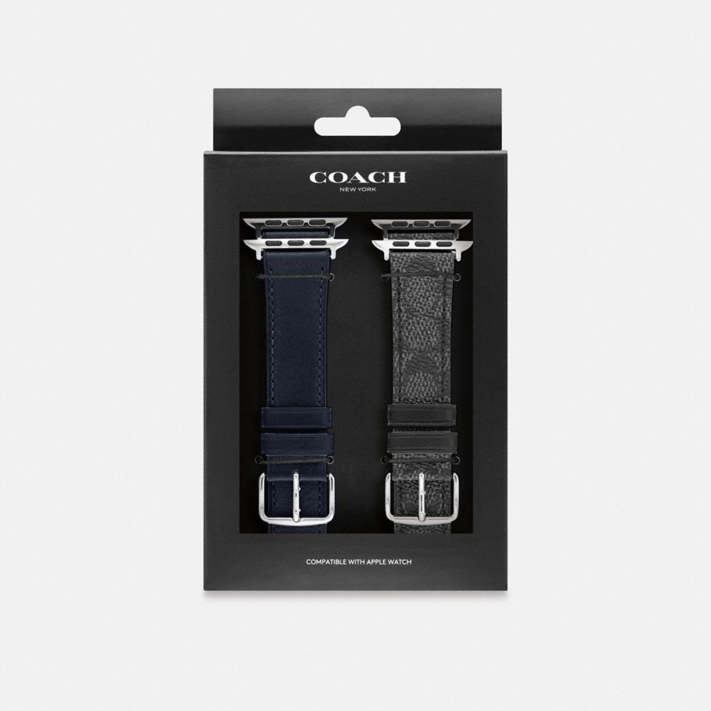 COACH®,APPLE WATCH® STRAP GIFT SET, 42MM, 44MM AND 45MM,Charcoal/Navy,Front View image number 0