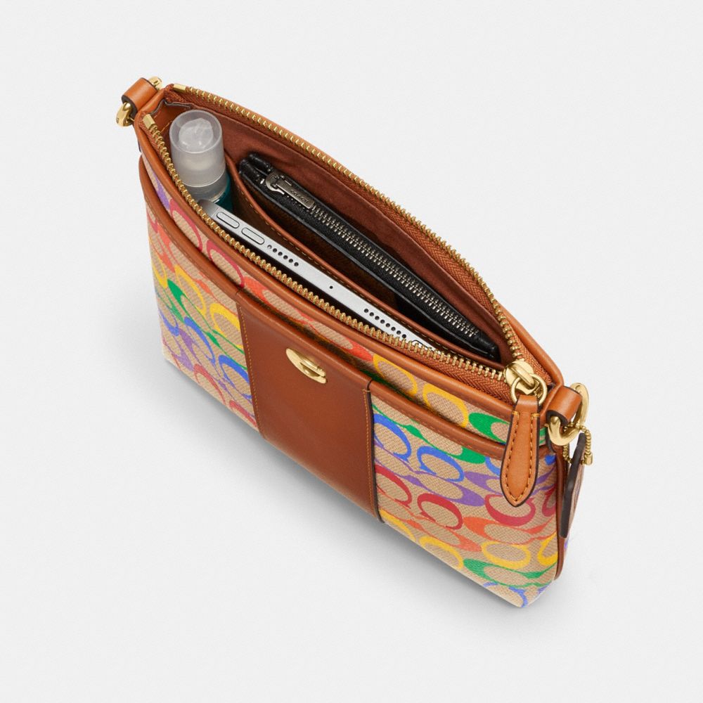 COACH®,Kitt Messenger Crossbody Bag In Rainbow Signature Canvas,,Inside View, Top View