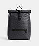 COACH®,BECK ROLL TOP BACKPACK IN SIGNATURE CANVAS,Signature Coated Canvas,X-Large,Charcoal,Front View