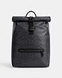COACH®,BECK ROLL TOP BACKPACK IN SIGNATURE CANVAS,Signature Coated Canvas,X-Large,Charcoal,Front View