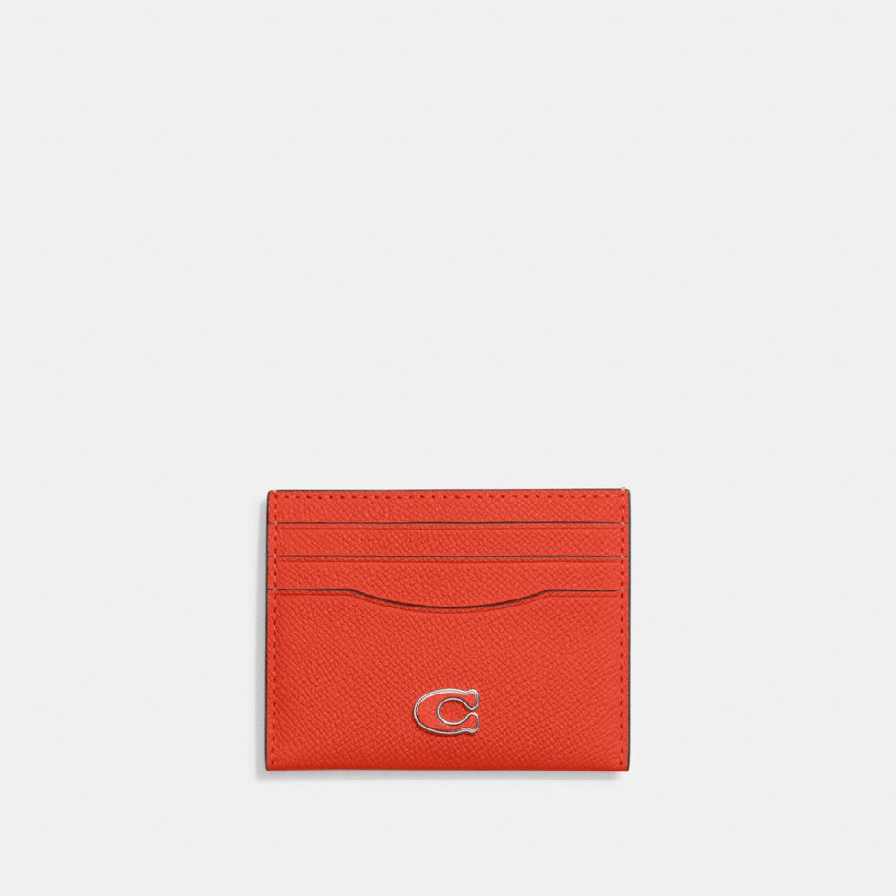 COACH®,ÉTUI-CARTES,Cuir Cross-grain,Soleil orange,Front View