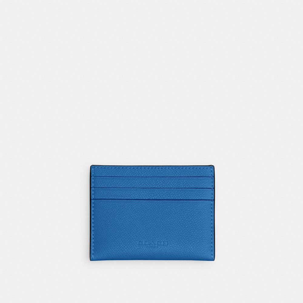 COACH®,CARD CASE,Crossgrain Leather,Blueberry,Back View