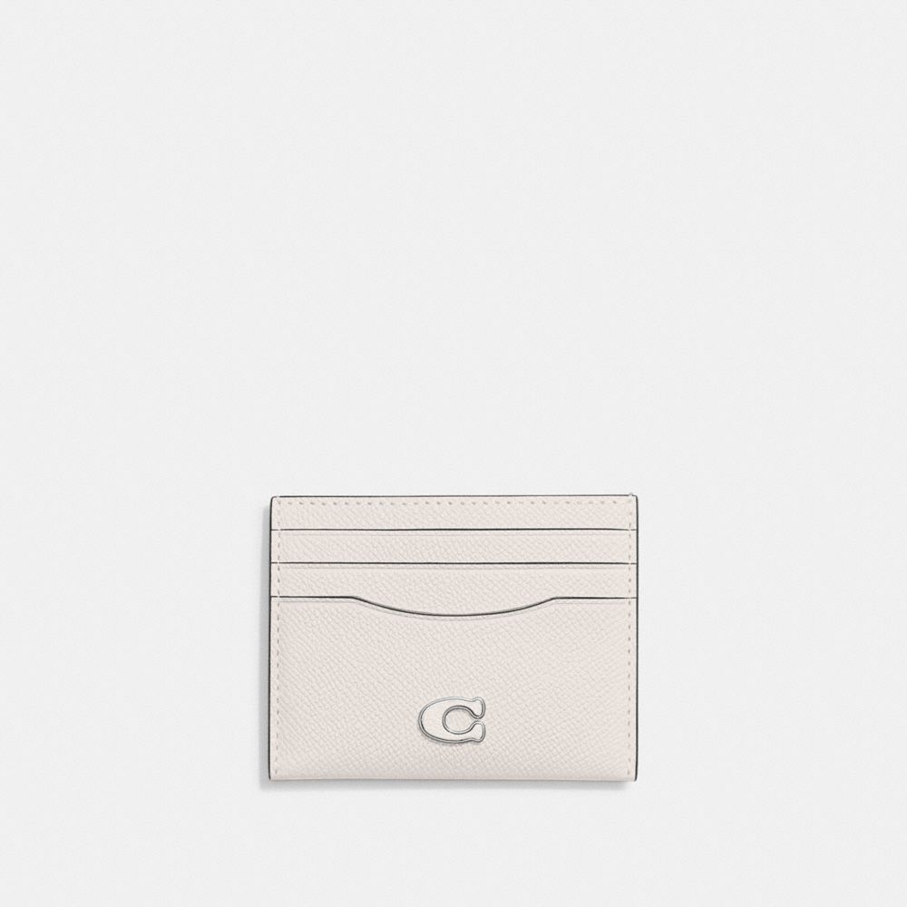COACH®,CARD CASE,Crossgrain Leather,Chalk,Front View
