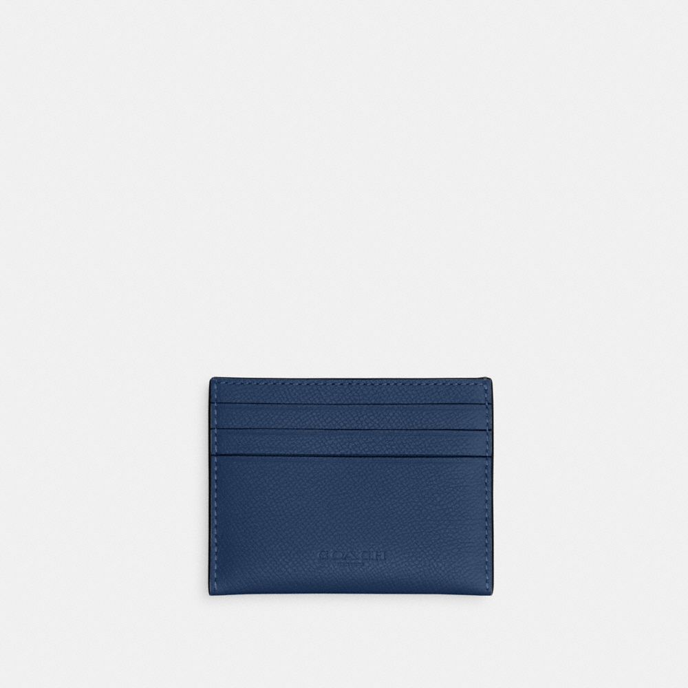 COACH®,Card Case,Leather,Card Case,Logo,Casual,Navy,Back View