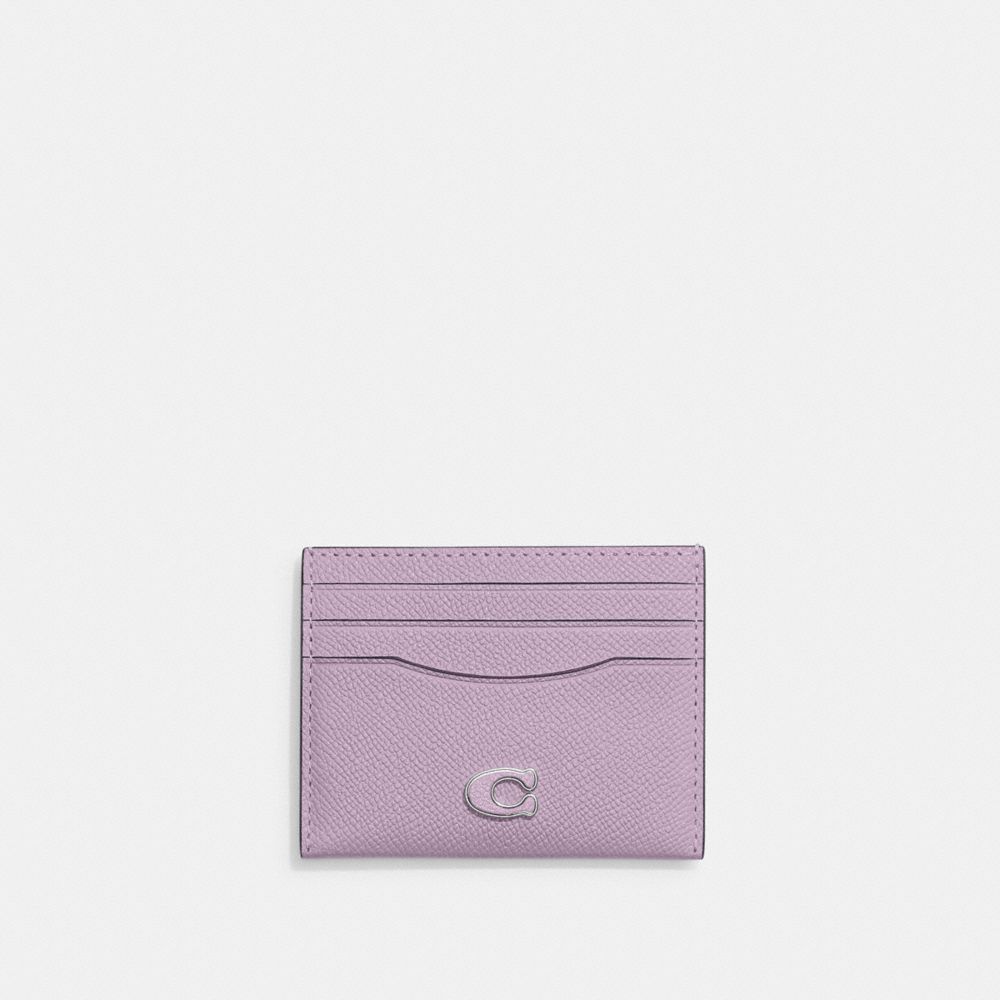 COACH®,CARD CASE,Crossgrain Leather,Soft Purple,Front View