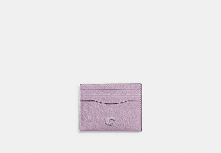 COACH®,CARD CASE,Crossgrain Leather,Soft Purple,Front View image number 0