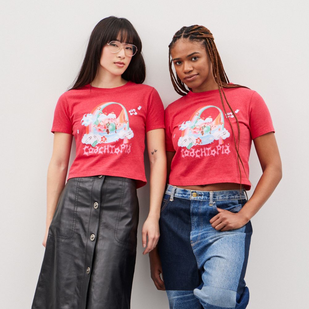 COACH®,Cropped T Shirt With Welcome To Coachtopia Print,,Scale View