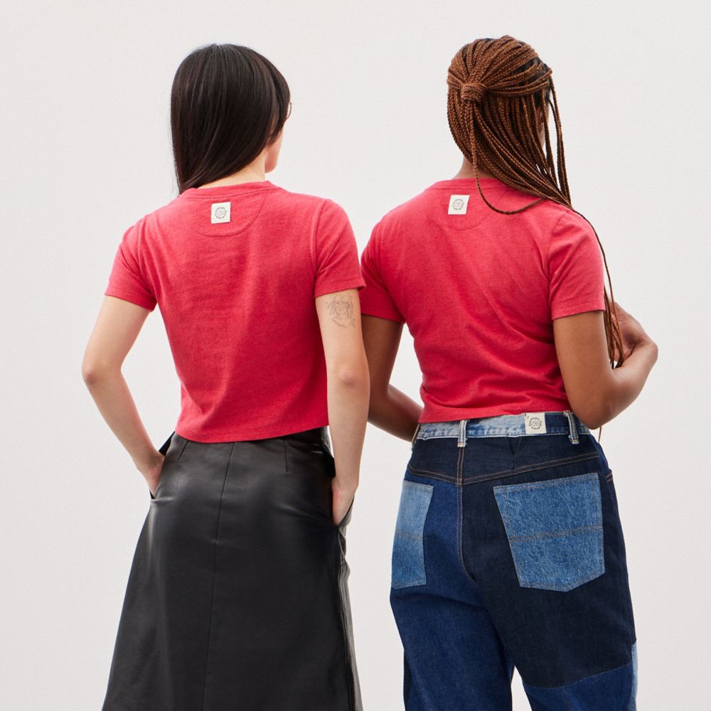 COACH®,Cropped T Shirt With Welcome To Coachtopia Print,,Scale View