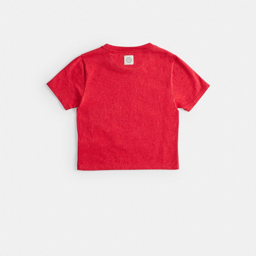 COACH®,Cropped T Shirt With Welcome To Coachtopia Print,,Back View