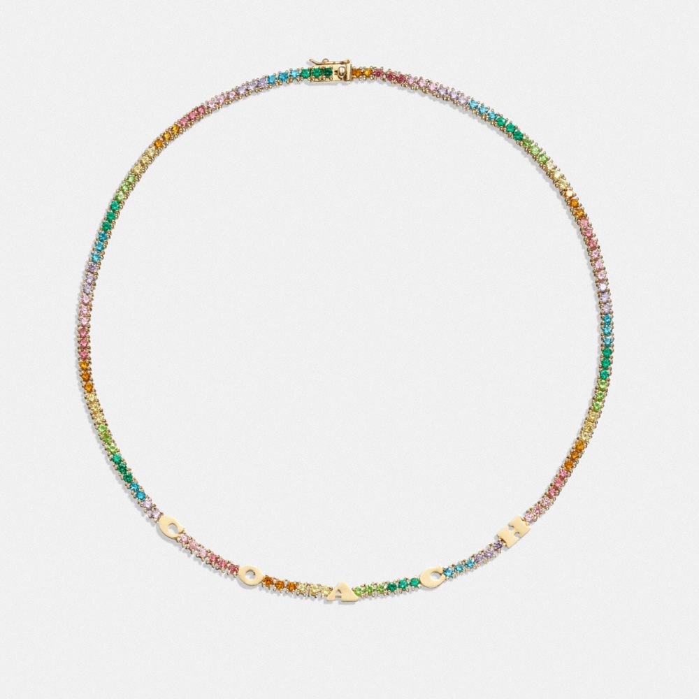 COACH®,COACH RAINBOW TENNIS NECKLACE,Gold/Multi,Front View image number 0