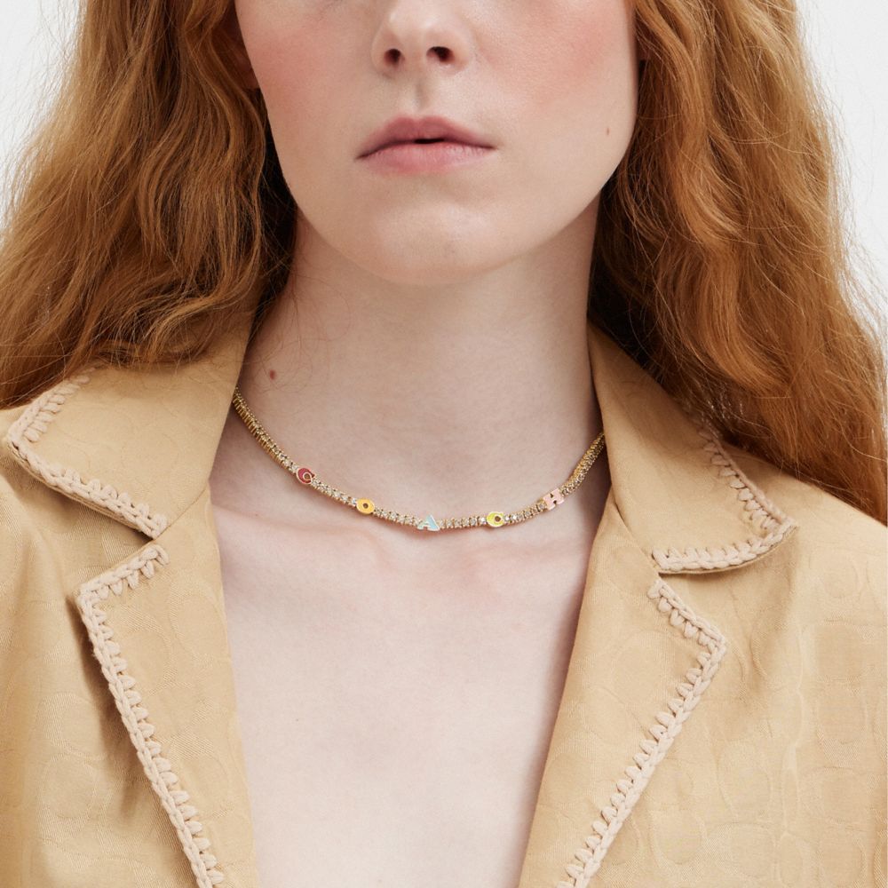 COACH®,エナメル コーチ テニス ネックレス,ネックレス,ｼﾙﾊﾞｰ/ﾏﾙﾁ