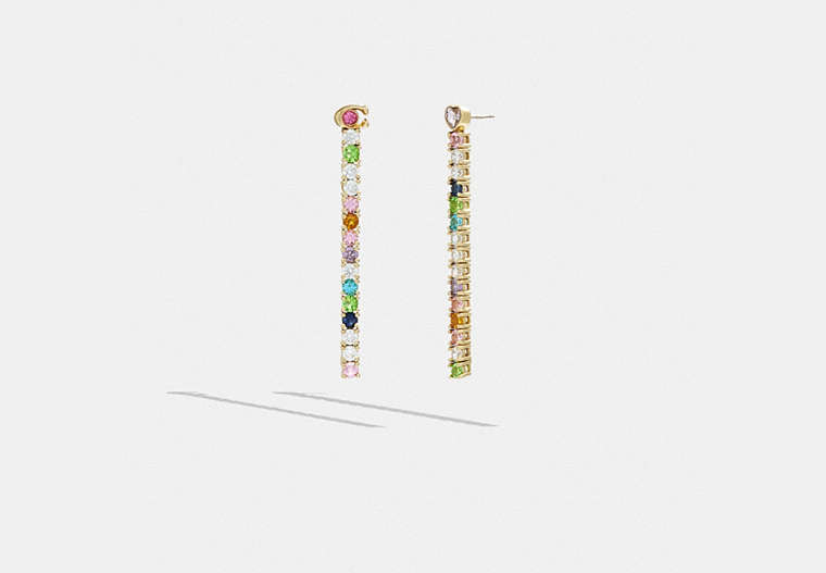 COACH®,SIGNATURE AND HEART TENNIS LINEAR EARRINGS,Gold/Multi,Front View