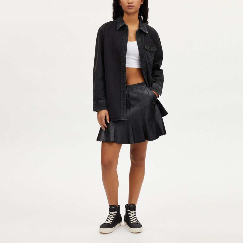 COACH®,ブラック シグネチャー デニム ボタン ダウン,トップス&ワンピース,ﾌﾞﾗｯｸ