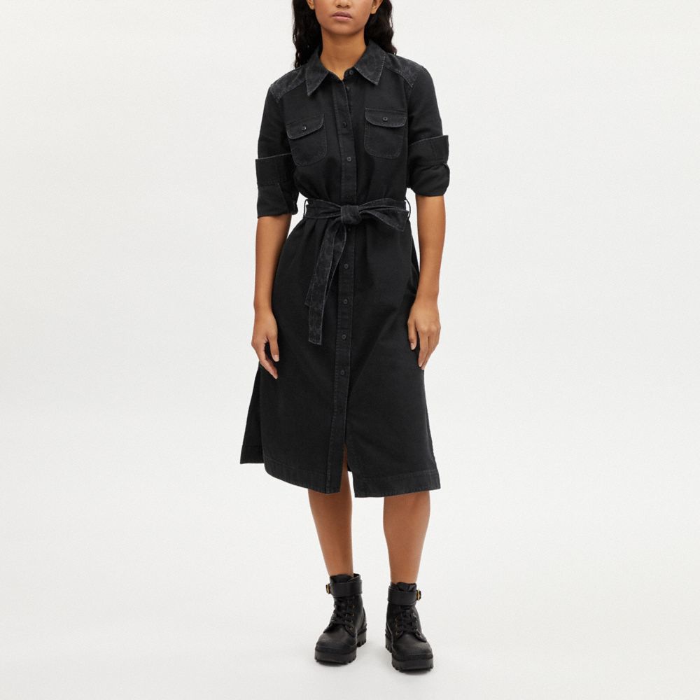 Black denim outlet utility shirt dress